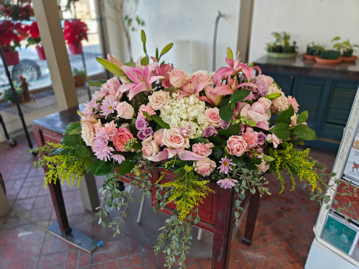 Lily and Roses Casket Spray