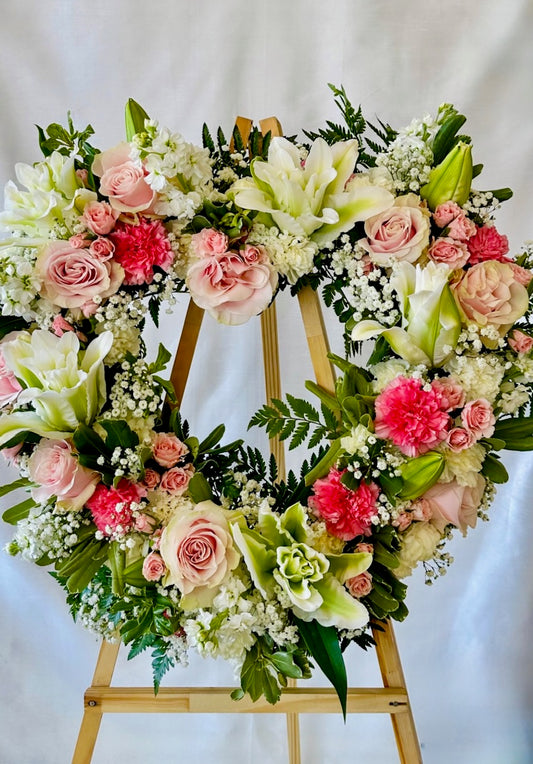Carnations & Roses Standing Wreath