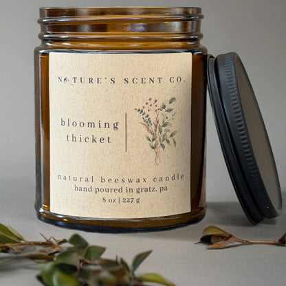 Blooming Thicket - Nature Inspired Beeswax Candle - Wood Wick 4 oz.