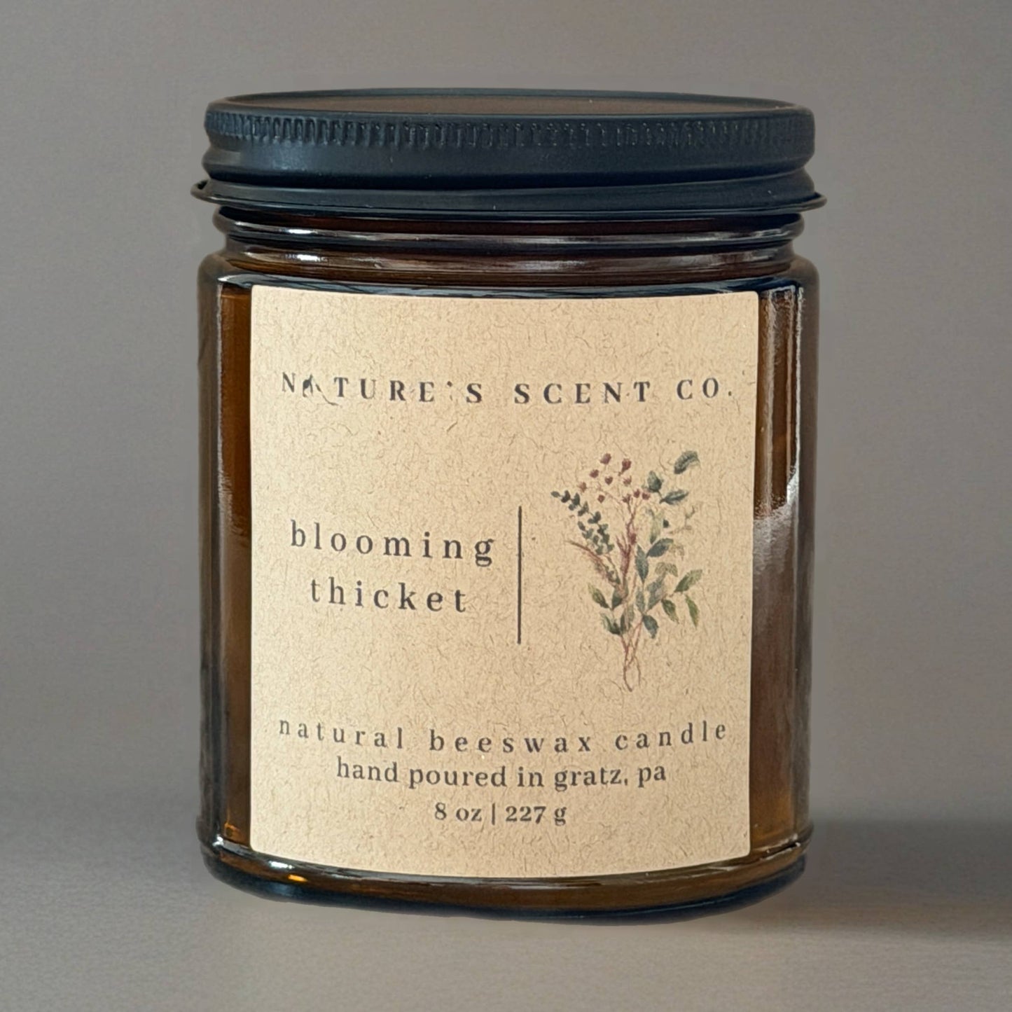 Blooming Thicket - Nature Inspired Beeswax Candle - Wood Wick 4 oz.