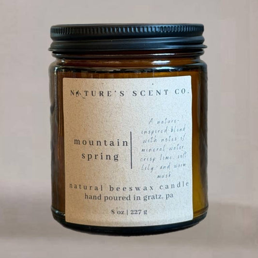 Mountain Spring Beeswax Candle, Wood Wick 4 oz.